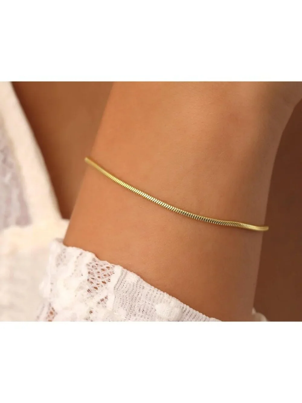 Dainty Charm Bracelets for Women, 925 Sterling Silver & Gold Plated Snake Chain